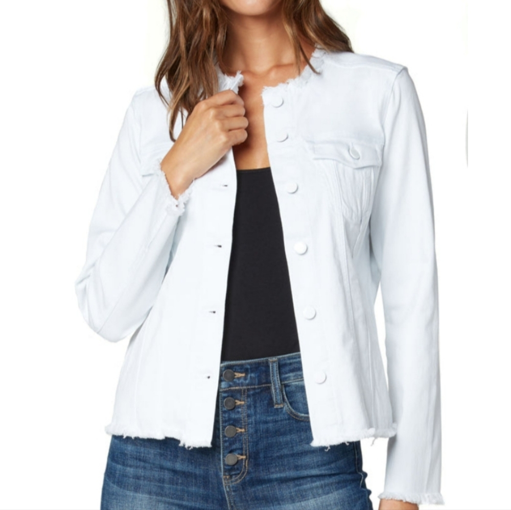 Liverpool Jeans White Frayed Edge Jean Jacket Size XS - Picture 7 of 10